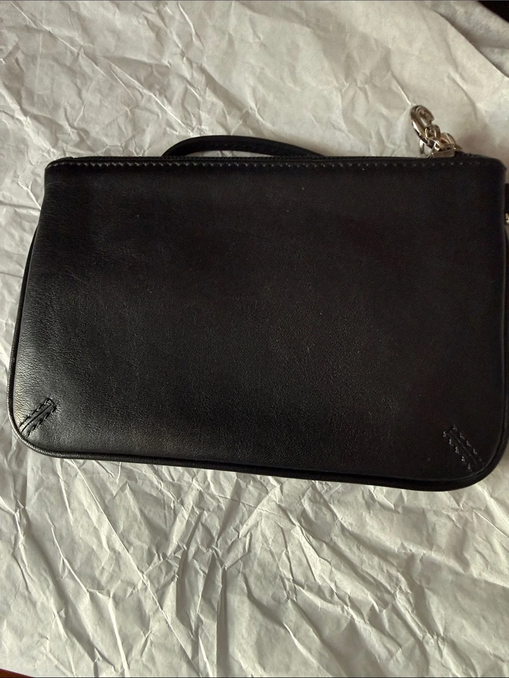 Vintage Coach Black Leather Wristlet with Detachable Strap